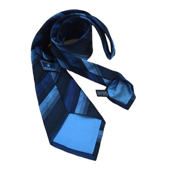 HEMLEY Blue Striped Silk Tie GERMANY 60"/ 4" EC - Picture 5 of 9